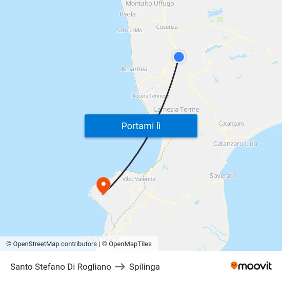 Santo Stefano Di Rogliano to Spilinga map