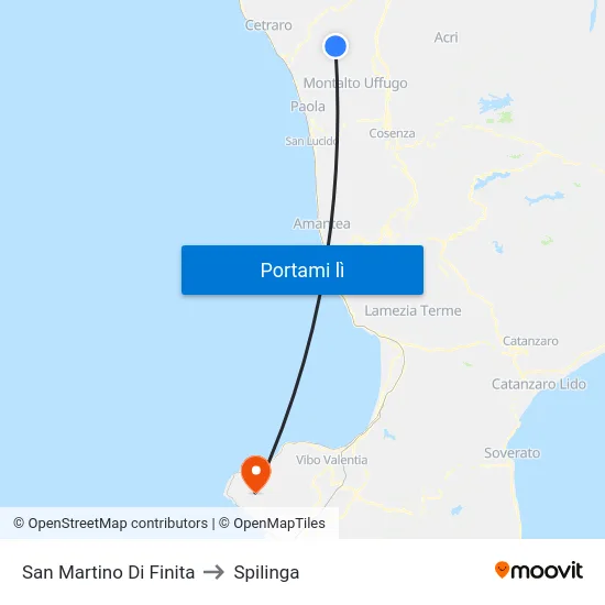 San Martino Di Finita to Spilinga map