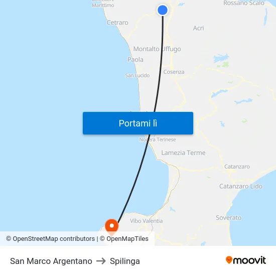 San Marco Argentano to Spilinga map