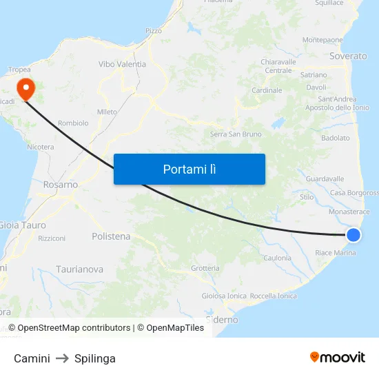 Camini to Spilinga map