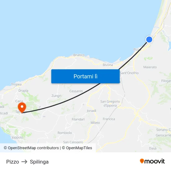 Pizzo to Spilinga map