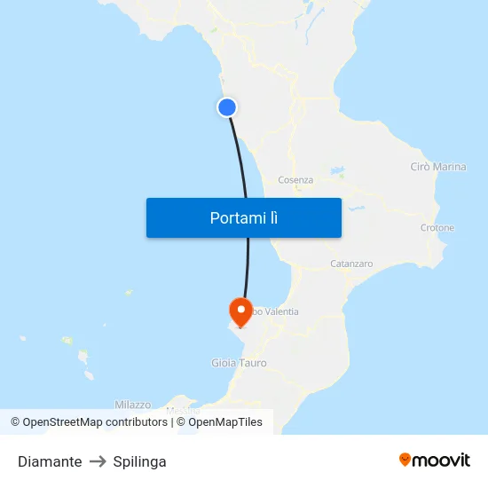 Diamante to Spilinga map