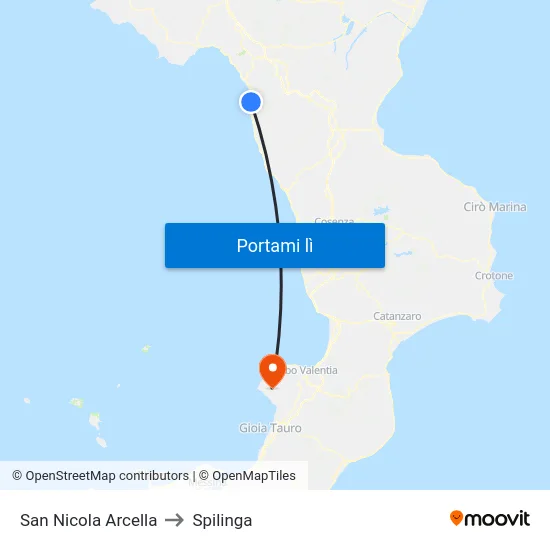 San Nicola Arcella to Spilinga map