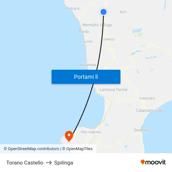Torano Castello to Spilinga map