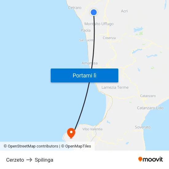 Cerzeto to Spilinga map