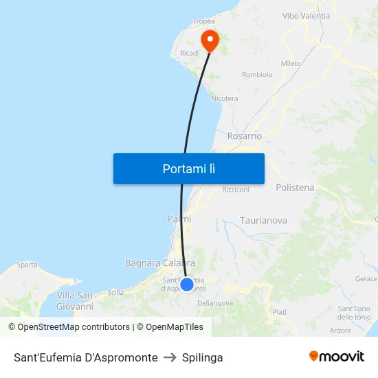 Sant'Eufemia D'Aspromonte to Spilinga map