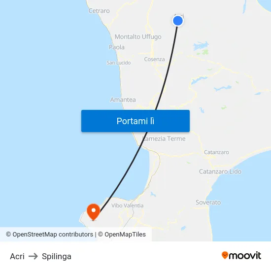 Acri to Spilinga map