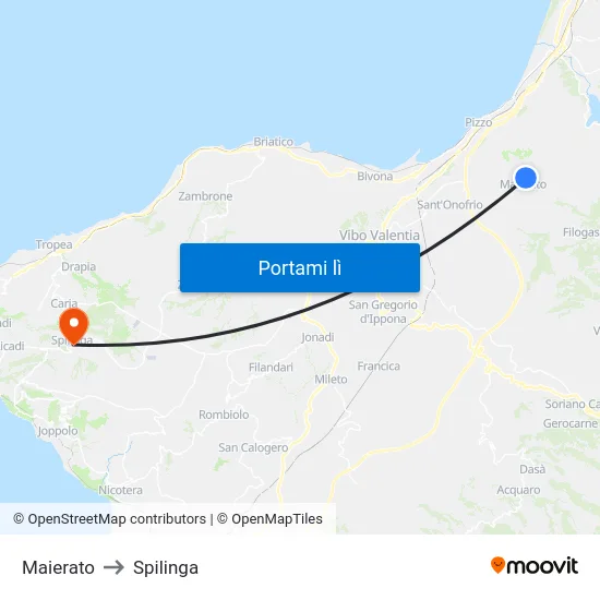 Maierato to Spilinga map