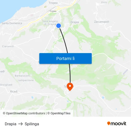 Drapia to Spilinga map