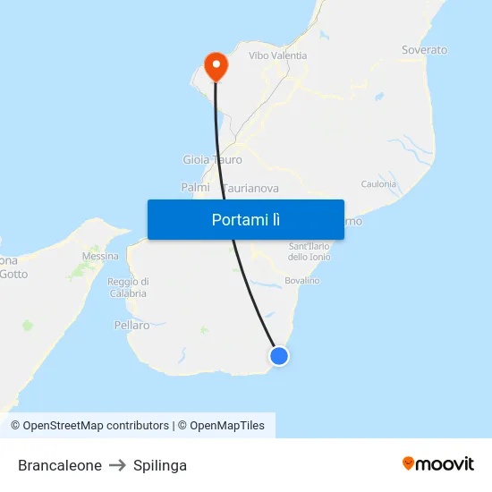Brancaleone to Spilinga map