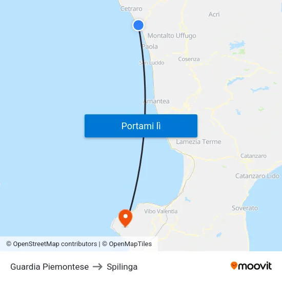 Guardia Piemontese to Spilinga map