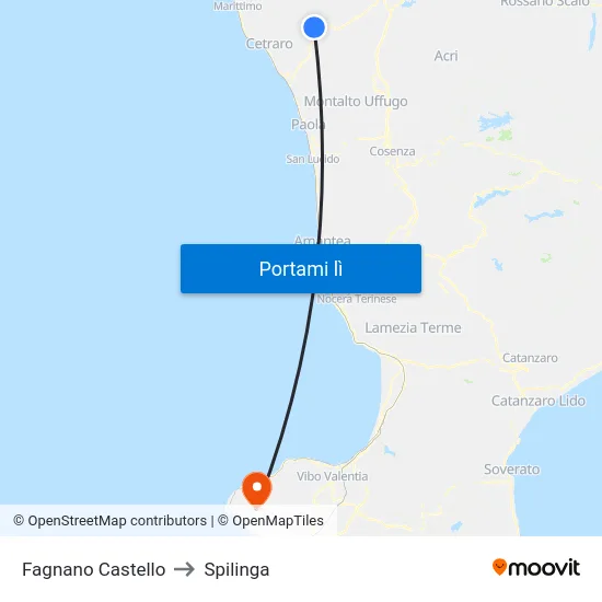 Fagnano Castello to Spilinga map