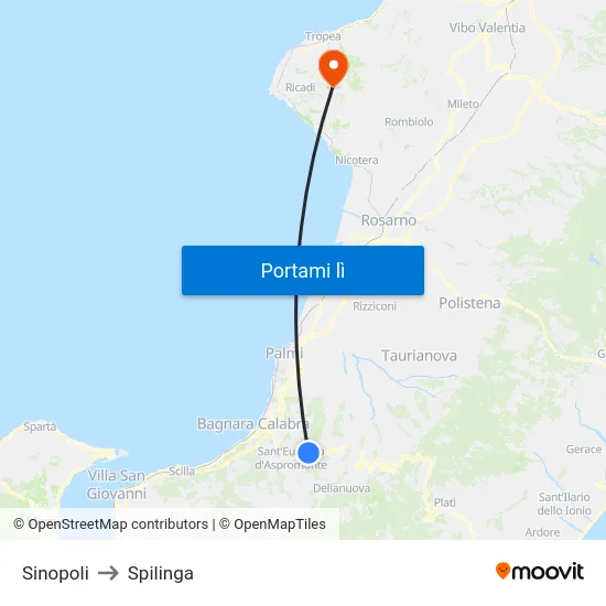 Sinopoli to Spilinga map