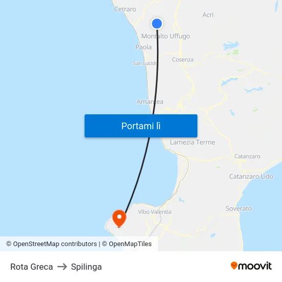 Rota Greca to Spilinga map