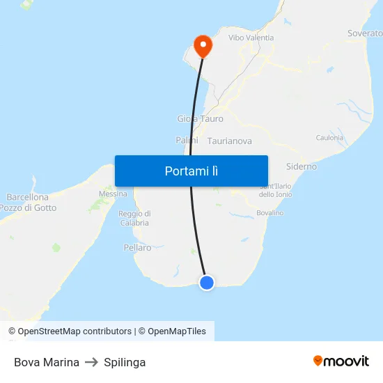 Bova Marina to Spilinga map