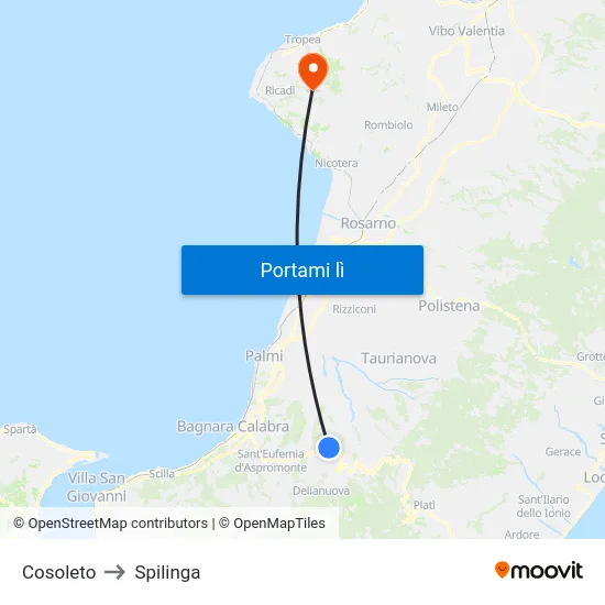 Cosoleto to Spilinga map