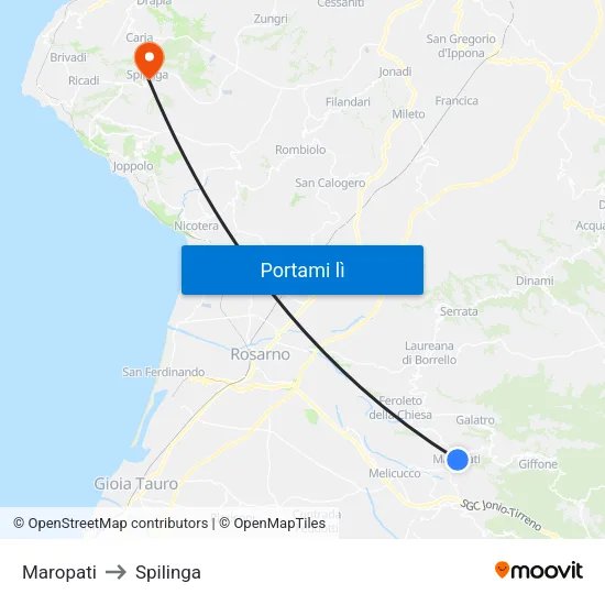 Maropati to Spilinga map