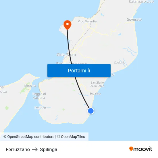 Ferruzzano to Spilinga map