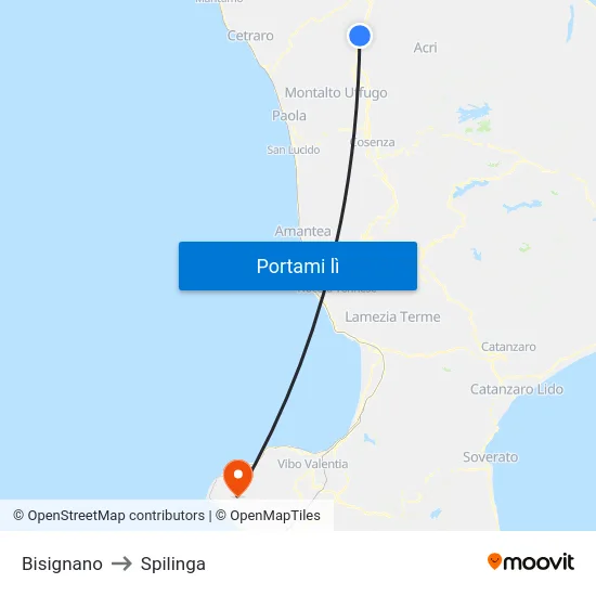 Bisignano to Spilinga map