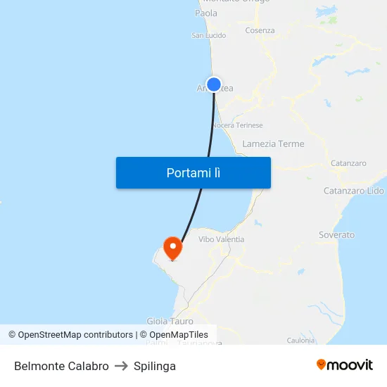 Belmonte Calabro to Spilinga map