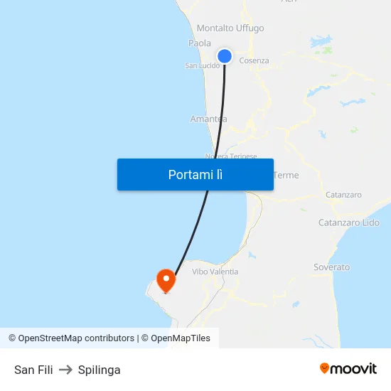 San Fili to Spilinga map
