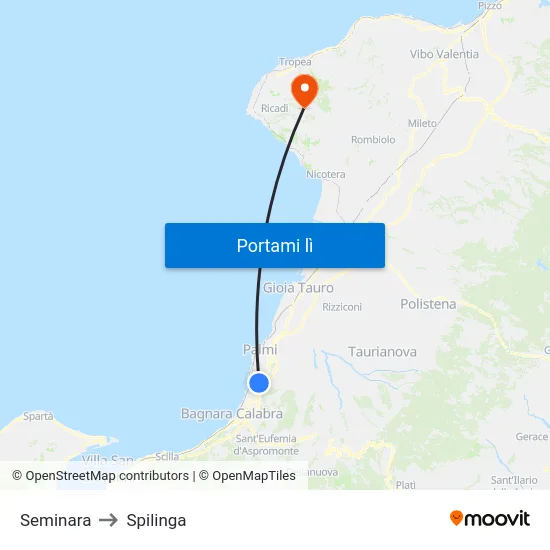 Seminara to Spilinga map