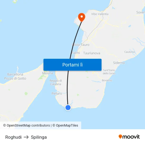 Roghudi to Spilinga map