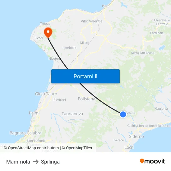 Mammola to Spilinga map