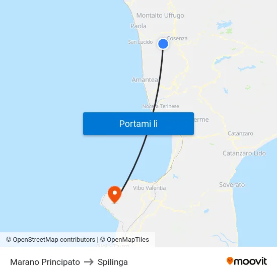 Marano Principato to Spilinga map