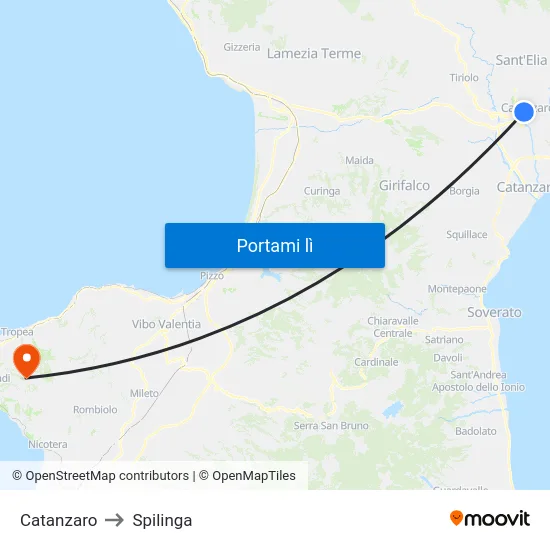 Catanzaro to Spilinga map
