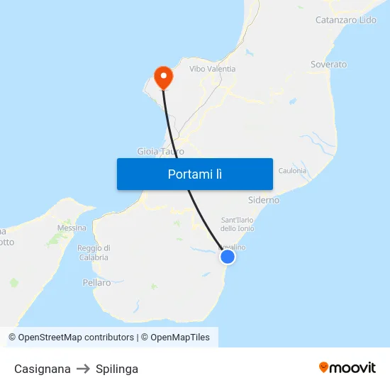 Casignana to Spilinga map