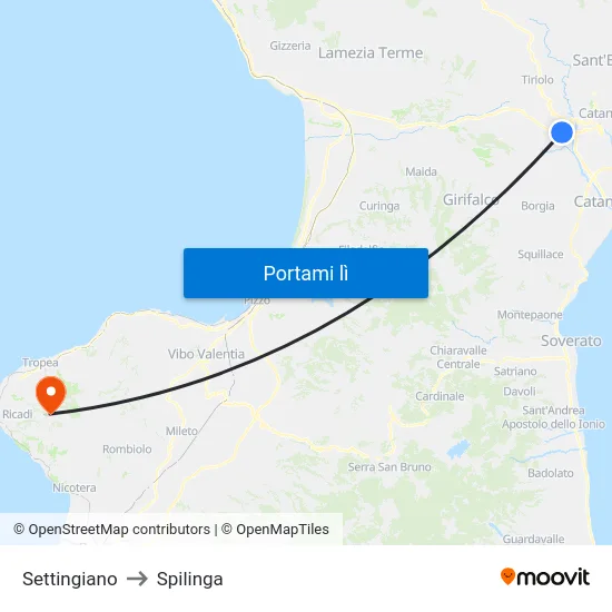 Settingiano to Spilinga map