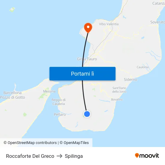 Roccaforte Del Greco to Spilinga map