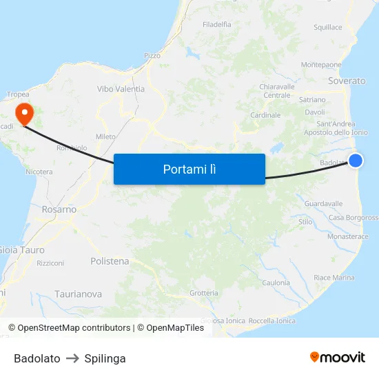 Badolato to Spilinga map