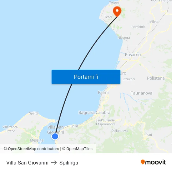 Villa San Giovanni to Spilinga map