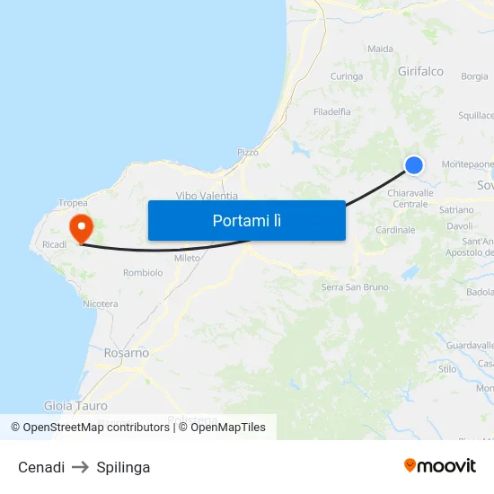 Cenadi to Spilinga map
