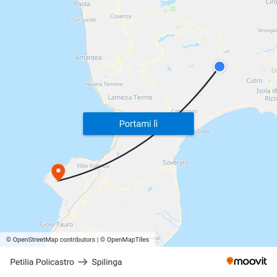 Petilia Policastro to Spilinga map
