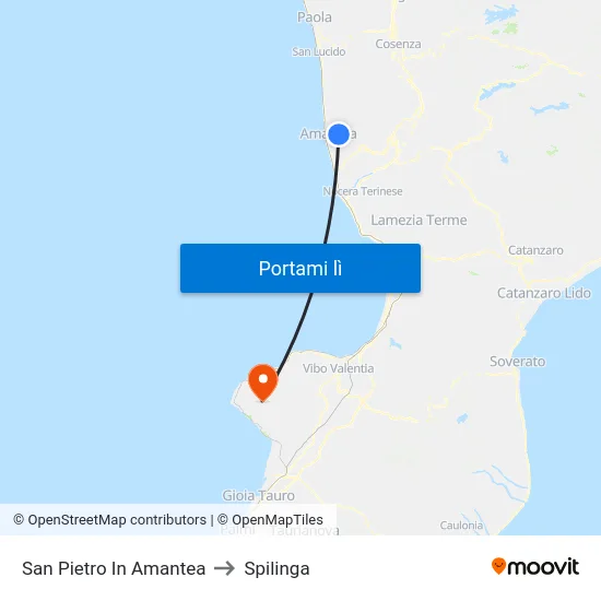 San Pietro In Amantea to Spilinga map