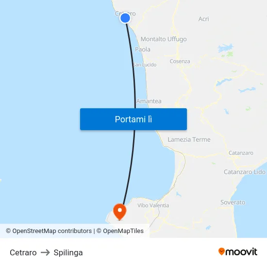 Cetraro to Spilinga map