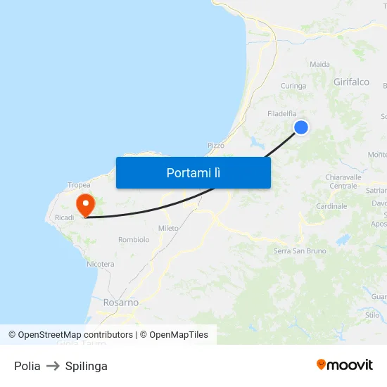 Polia to Spilinga map