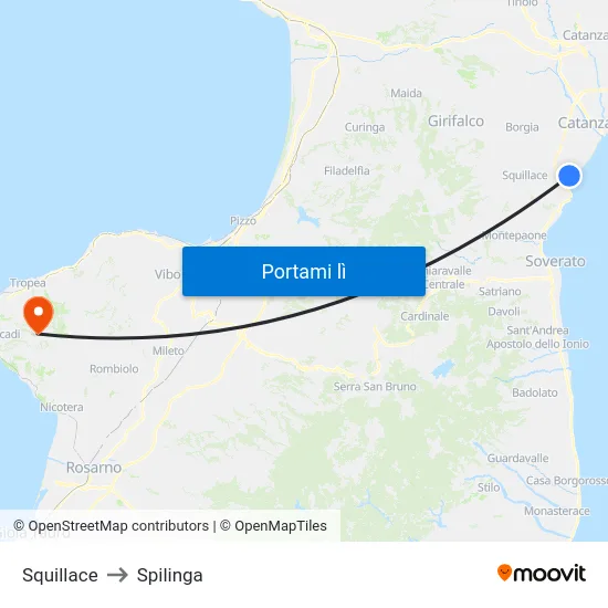 Squillace to Spilinga map