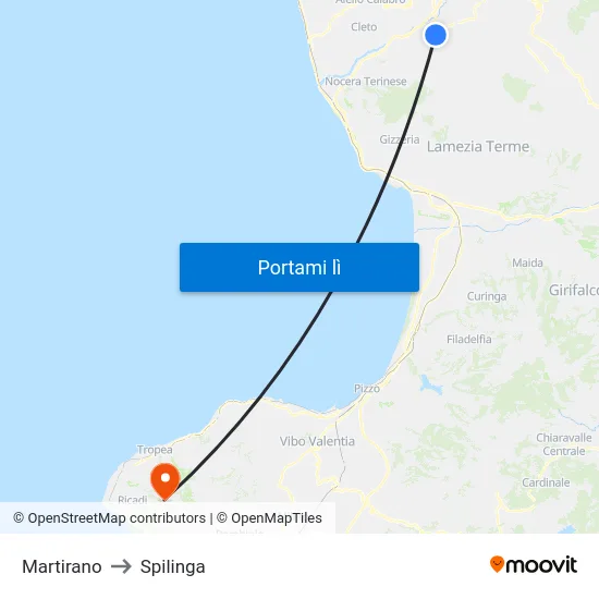 Martirano to Spilinga map