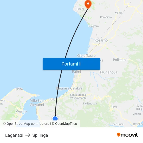Laganadi to Spilinga map