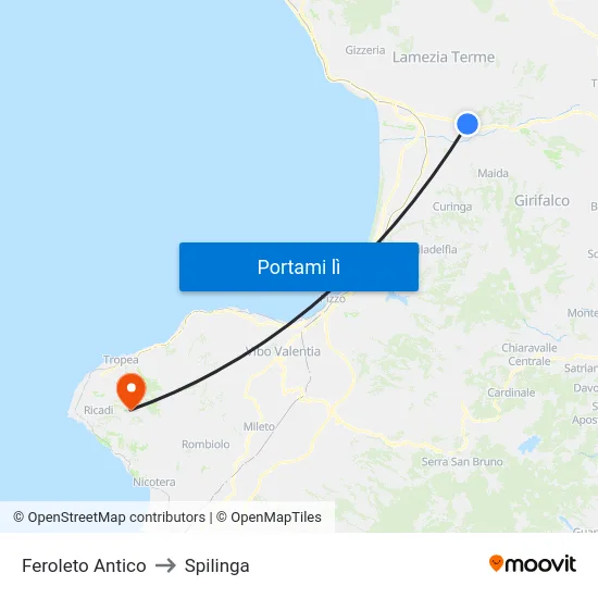 Feroleto Antico to Spilinga map