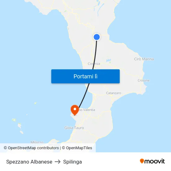 Spezzano Albanese to Spilinga map