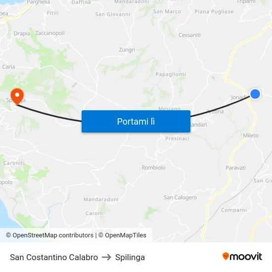 San Costantino Calabro to Spilinga map