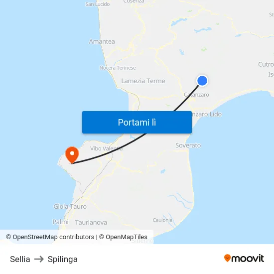 Sellia to Spilinga map