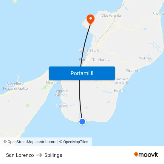 San Lorenzo to Spilinga map