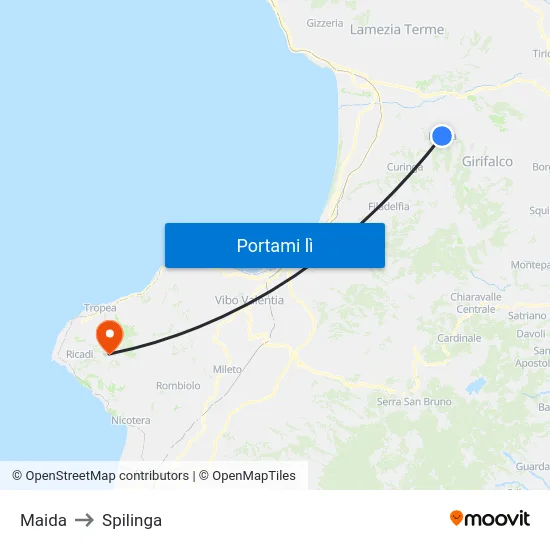 Maida to Spilinga map