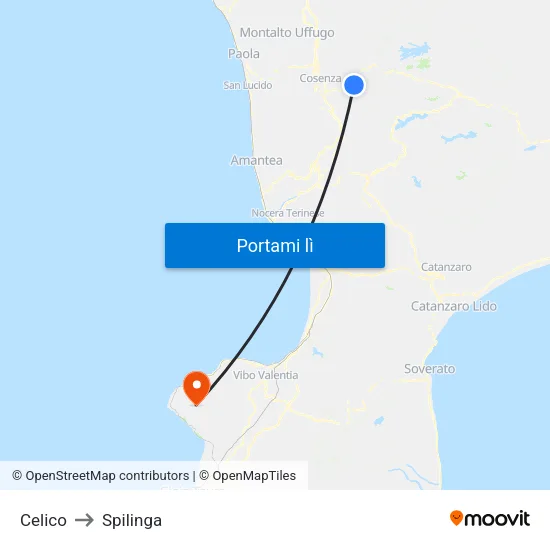 Celico to Spilinga map